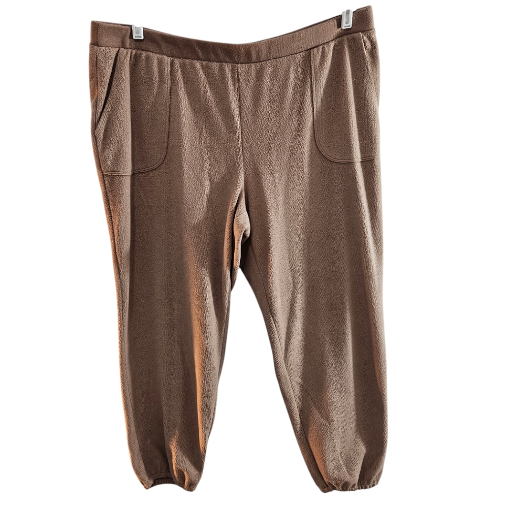 Anybody Women's Pull-on Petite Cozy Fur Fleece Pants Solid Almond